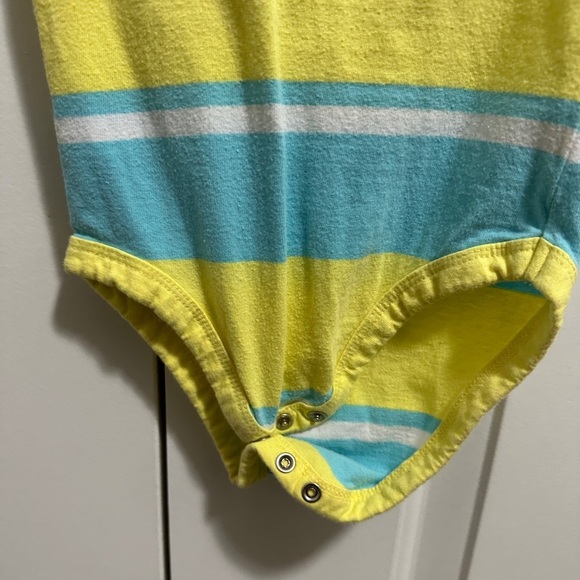 Wrangler Baby Short Sleeve Bodysuit Blue Stripes Yellow Size 6-9 months - Picture 2 of 7